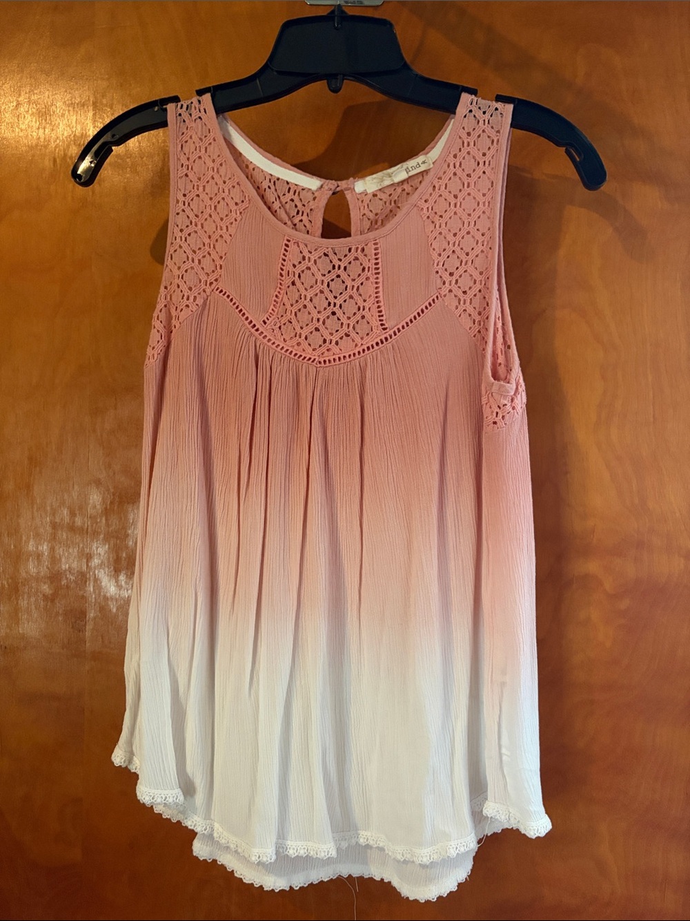 Rewind Pink to White Ombre Crochet-Trim Tank Top
